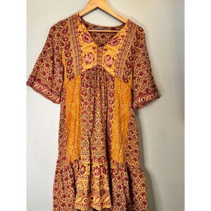 By Ritu Kumar Women's L Kaftan Dress Bohemian, Split Neck, Forest Fairy Dress